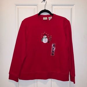 Vintage Red Christmas Snowman Sweatshirt NWT